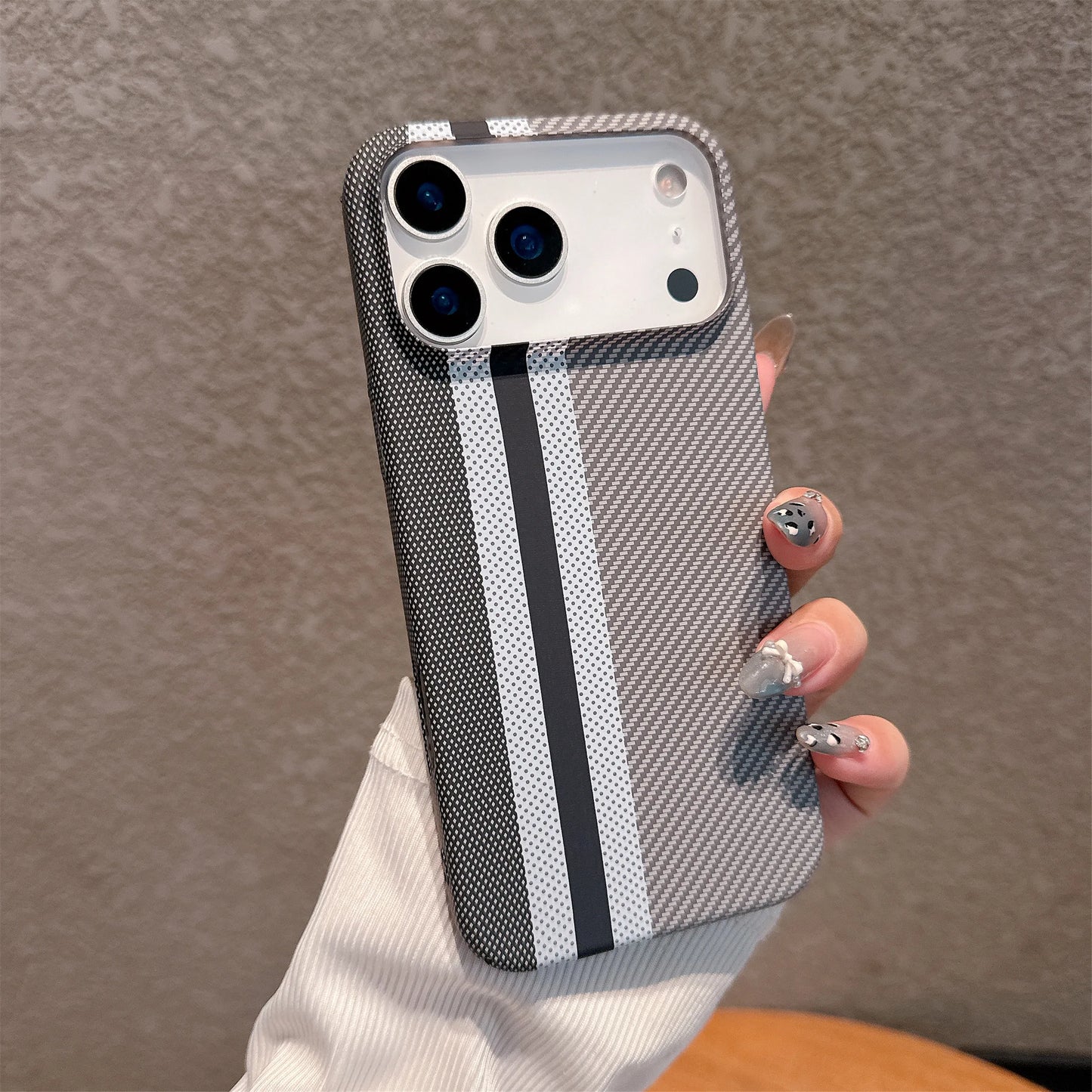 Carbon Fiber Stripe Texture Hard PC case for iPhone 17 Air 16 15 14 Plus Shockproof Back Cover