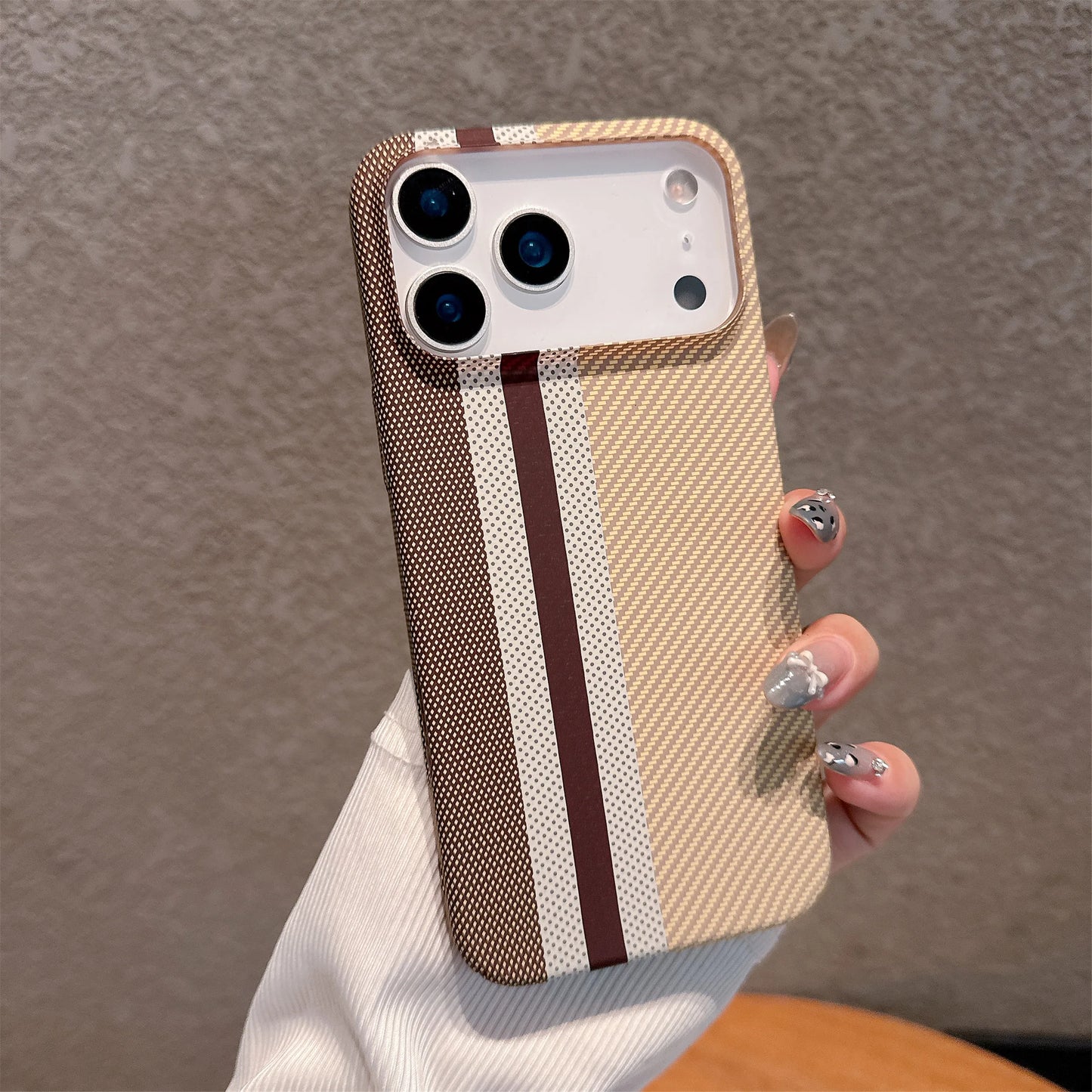 Carbon Fiber Stripe Texture Hard PC case for iPhone 17 Air 16 15 14 Plus Shockproof Back Cover